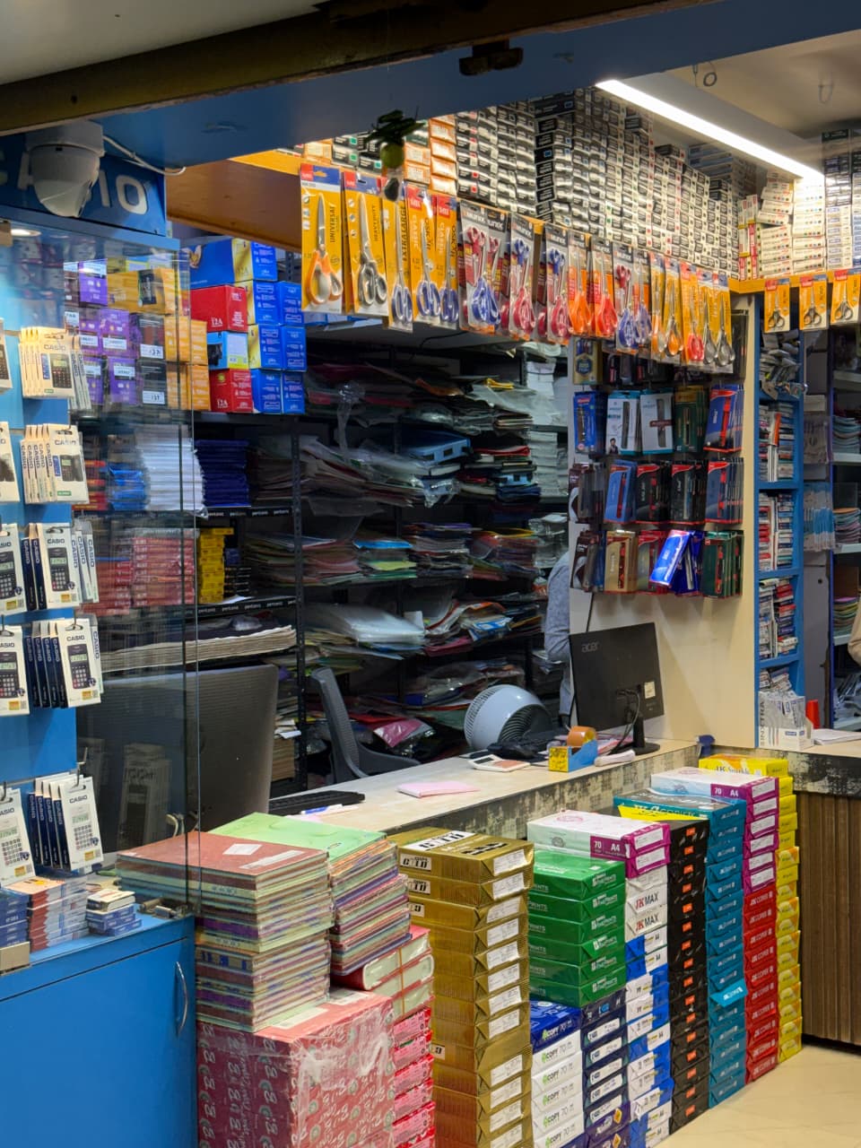 Paper stacks and notebooks section